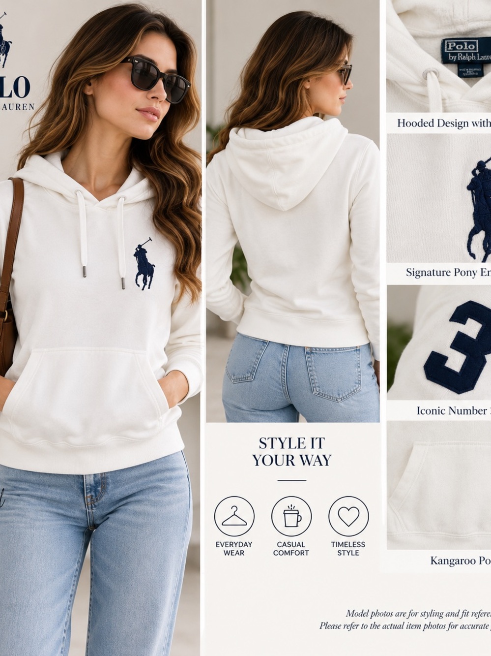 Polo Ralph Lauren Big Pony White Pullover Hoodie Size S - Picture 2 of 11